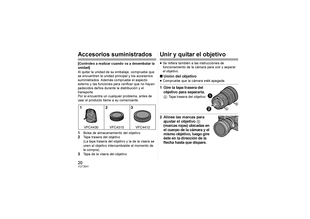 Panasonic H-F007014 operating instructions Accesorios suministrados, Unir y quitar el objetivo, Unión del objetivo 