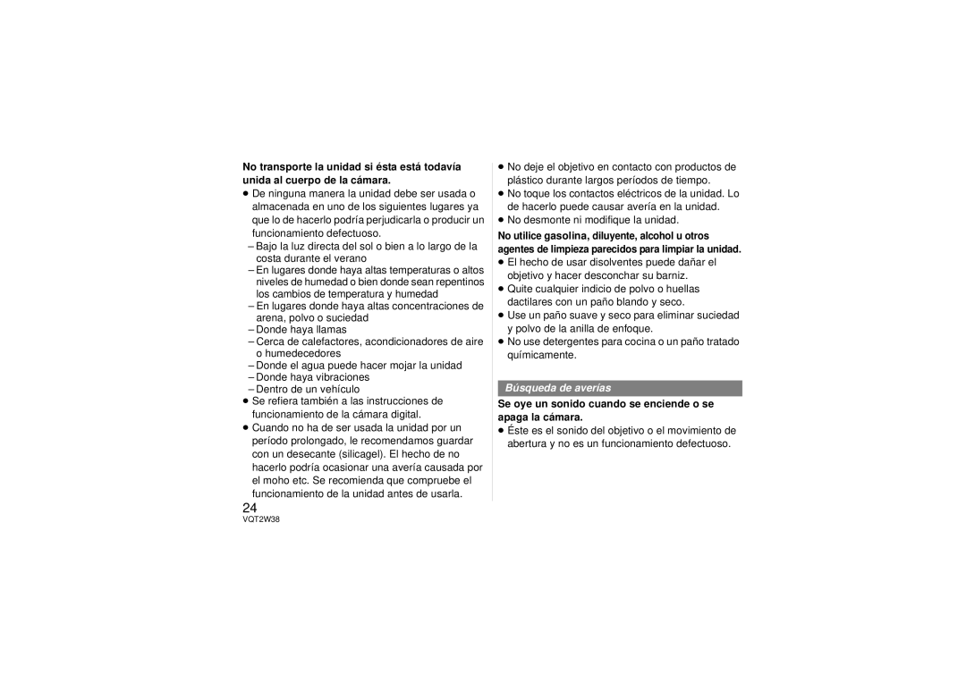 Panasonic H-F008 operating instructions Búsqueda de averías, Se oye un sonido cuando se enciende o se apaga la cámara 