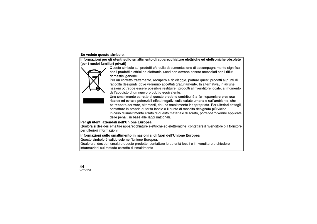 Panasonic H-FS14140 operating instructions Per gli utenti aziendali nellUnione Europea 