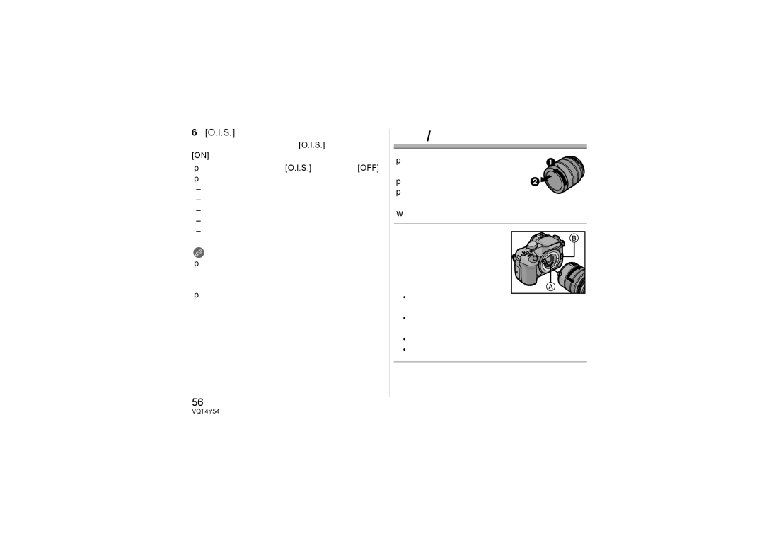 Panasonic H-FS14140 operating instructions 安裝 / 取下鏡頭, I.S. 開關 