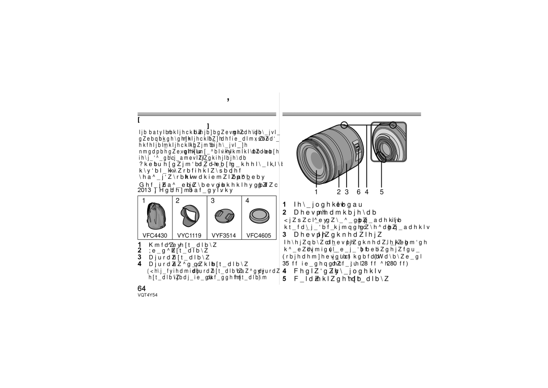 Panasonic H-FS14140 Названия и функции составных частей, Поверхность линзы Кольцо фокусировки, Кольцо трансфокатора 