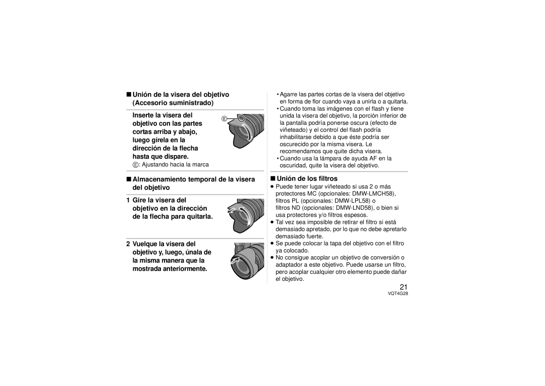 Panasonic H-HS12035 owner manual Unión de los filtros, Ajustando hacia la marca 