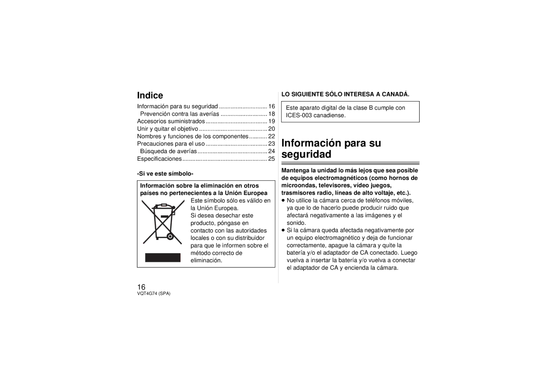 Panasonic H-HS35100 Información para su seguridad, Prevención contra las averías, Búsqueda de averías, Si ve este símbolo 