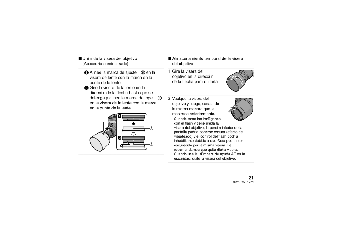 Panasonic H-HS35100 owner manual SPA VQT4G74 