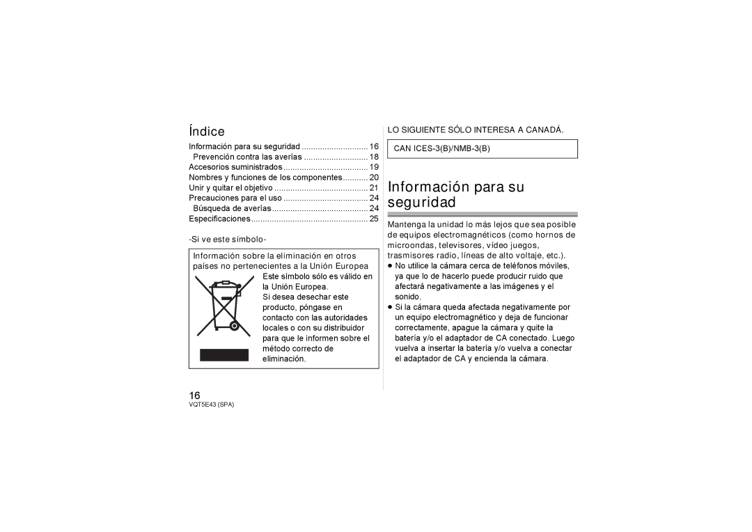 Panasonic H-NS043 Información para su seguridad, Prevención contra las averías, Búsqueda de averías, Si ve este símbolo 