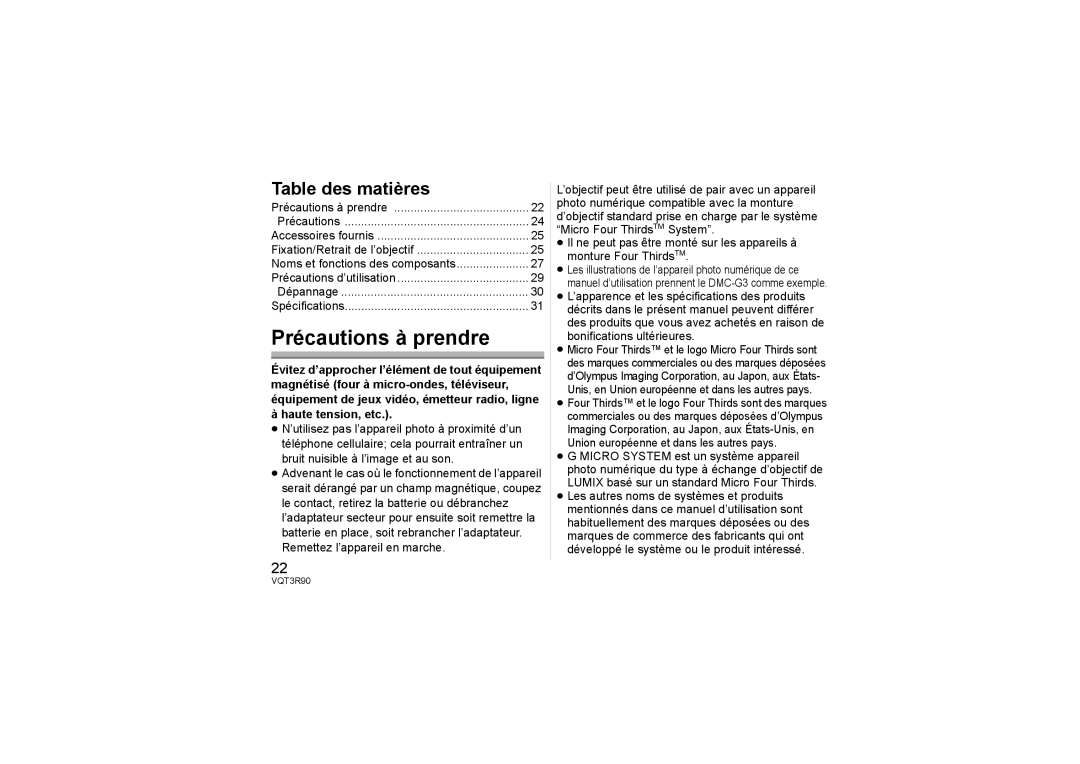 Panasonic H-PS45175 operating instructions Précautions à prendre, Dépannage 