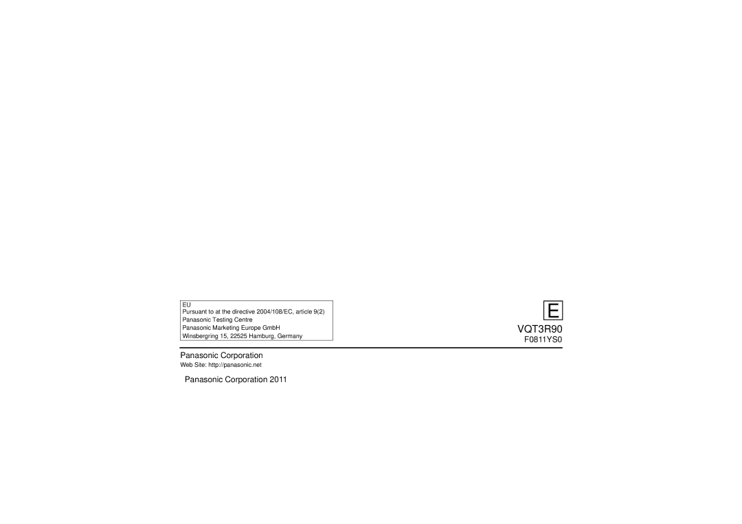 Panasonic H-PS45175 operating instructions F0811YS0  Panasonic Corporation 