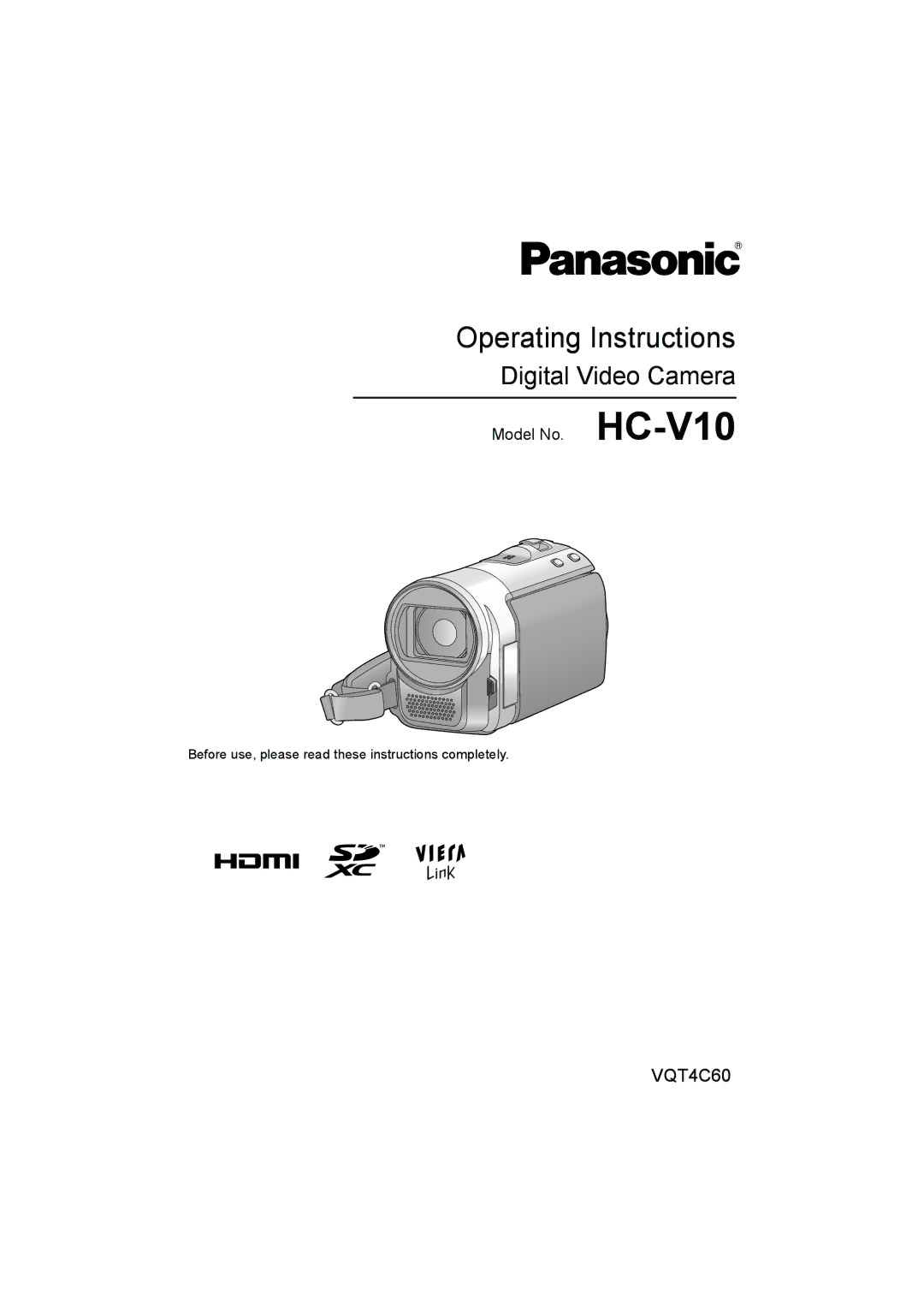 Panasonic HC-V10 operating instructions Operating Instructions 