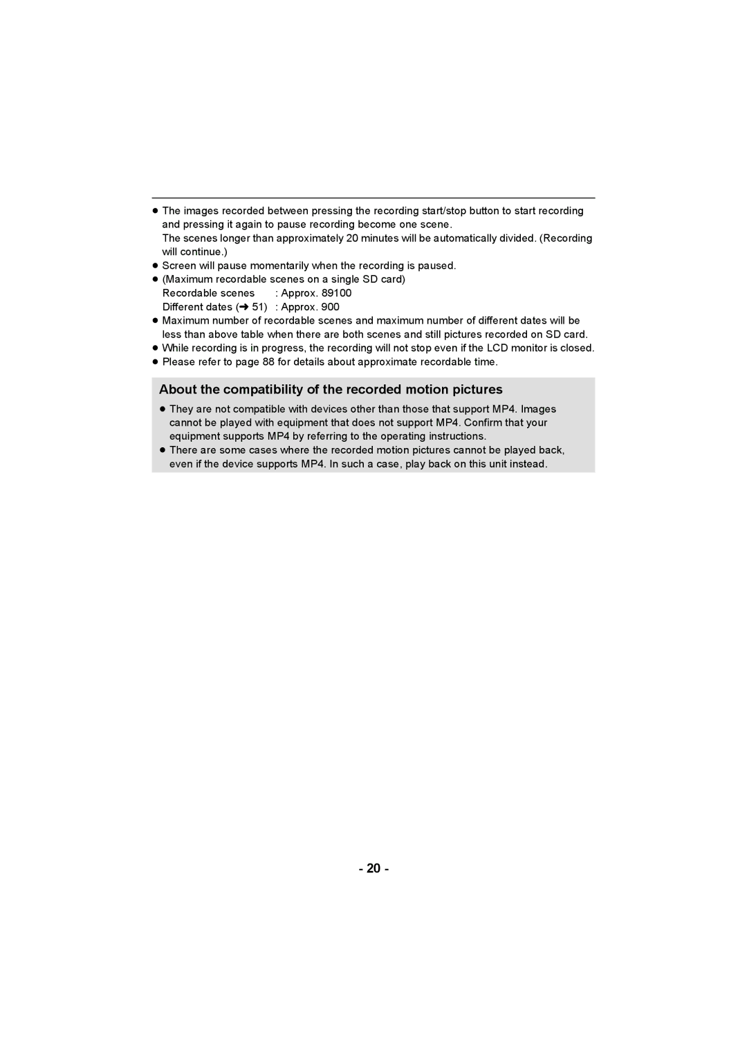 Panasonic HC-V10 operating instructions About the compatibility of the recorded motion pictures, Different dates l Approx 