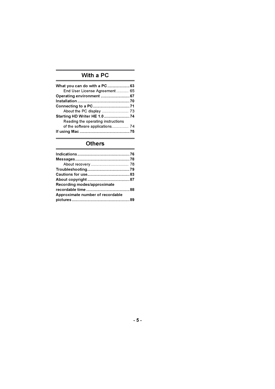 Panasonic HC-V10 Reading the operating instructions, Recording modes/approximate, Approximate number of recordable 