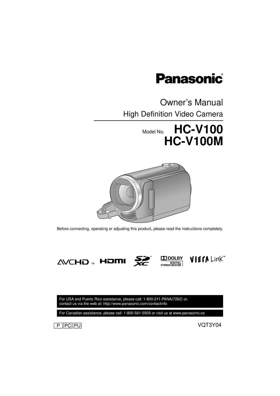 Panasonic owner manual HC-V100M 