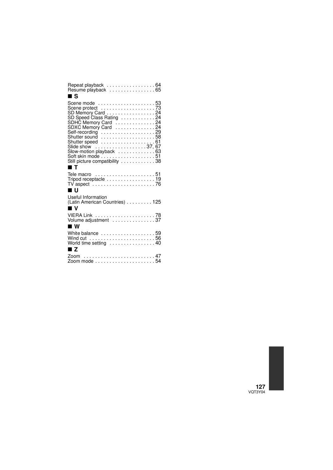 Panasonic HC-V100 owner manual 127 