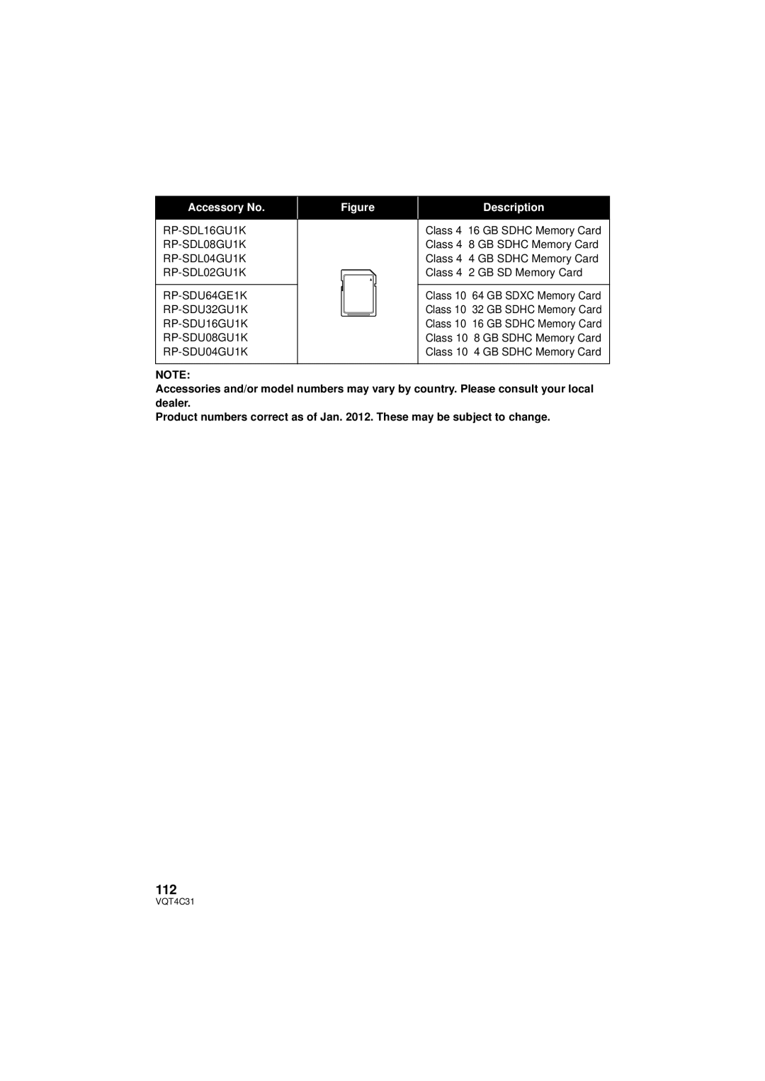 Panasonic HC-V10M, HC-V11M, HCV10K owner manual 112 