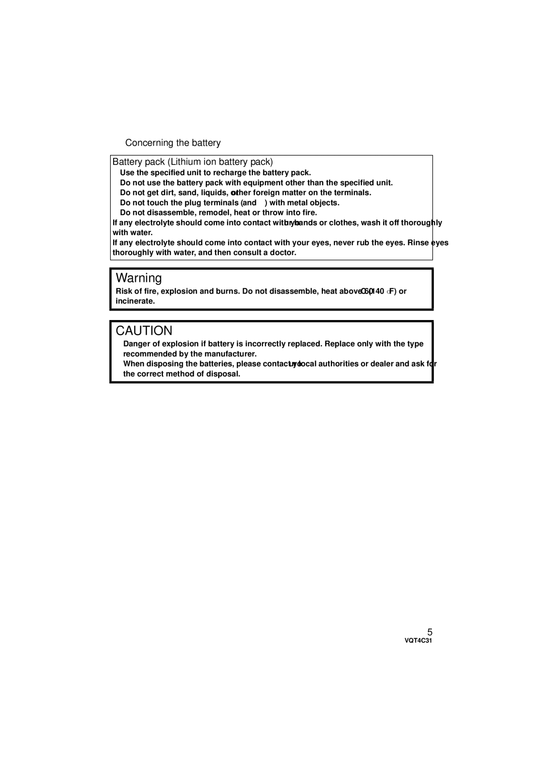 Panasonic HC-V11M, HC-V10M, HCV10K owner manual Concerning the battery Battery pack Lithium ion battery pack 