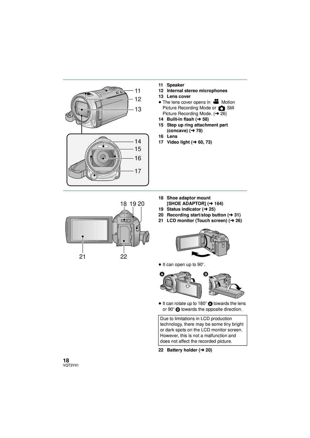 Panasonic HC-V700M owner manual  , ≥ It can open up to 90o, Battery holder l 