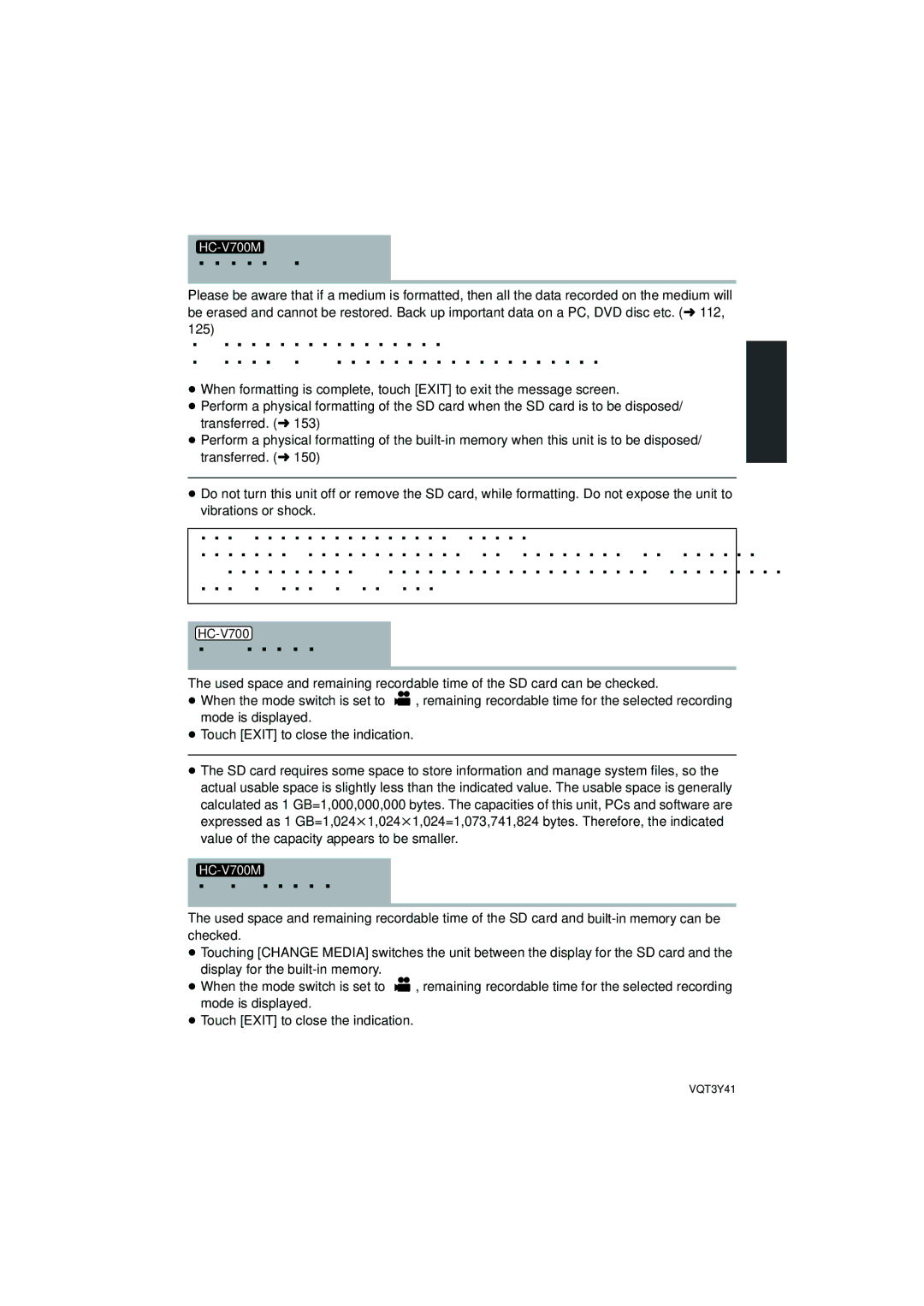 Panasonic HC-V700M owner manual Card Status, Media Status, Touch Format Media Touch SD Card or Built-inMemory 