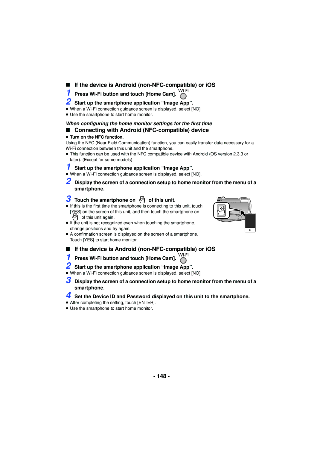 Panasonic HC-V720 owner manual 148, Press Wi-Fi button and touch Home Cam 