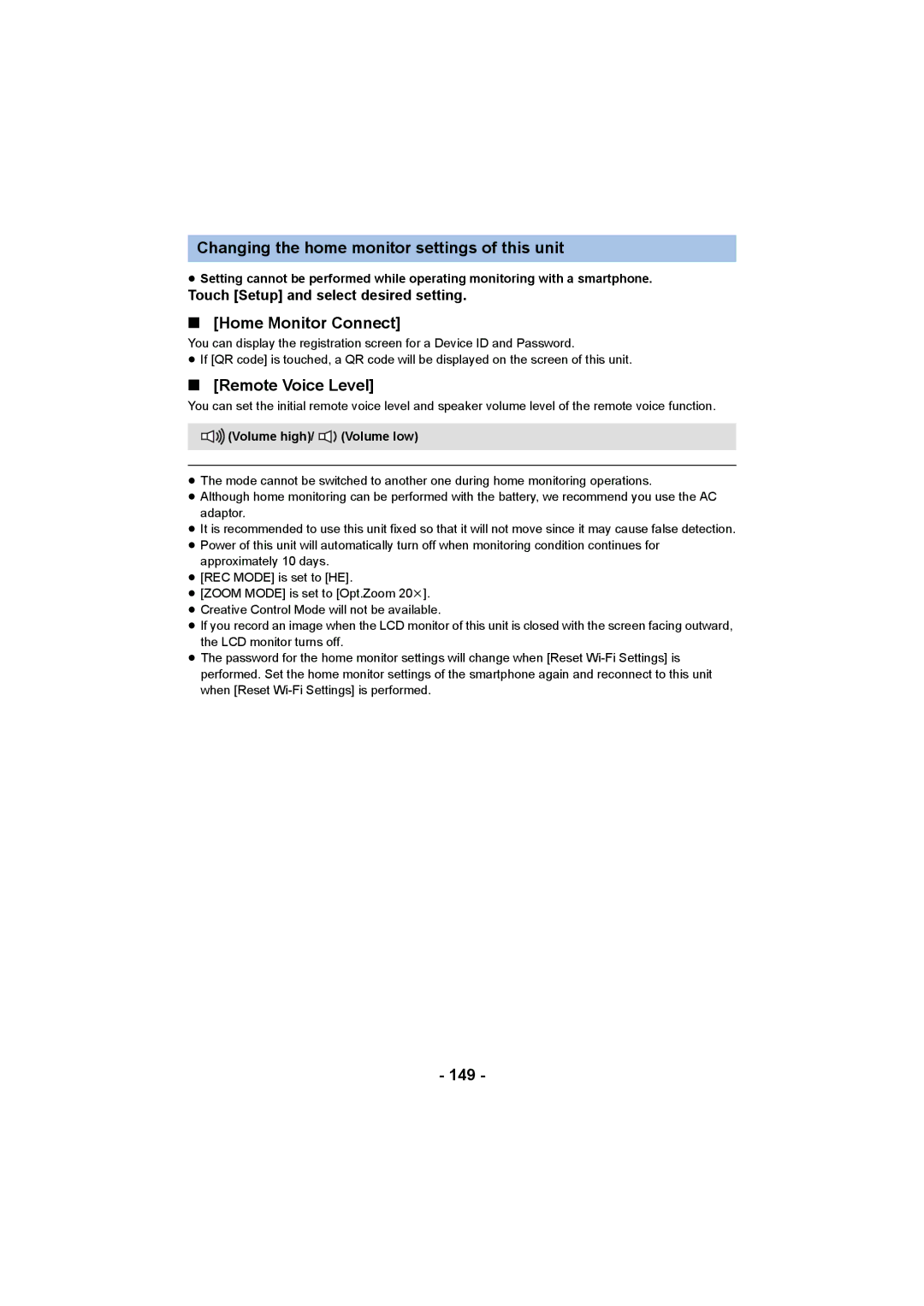 Panasonic HC-W850, HC-V750 owner manual Changing the home monitor settings of this unit, Home Monitor Connect, 149 