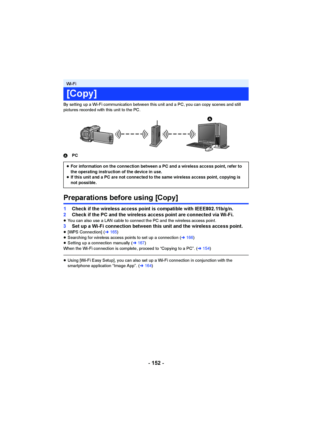 Panasonic HC-V750, HC-W850 owner manual Preparations before using Copy, 152 