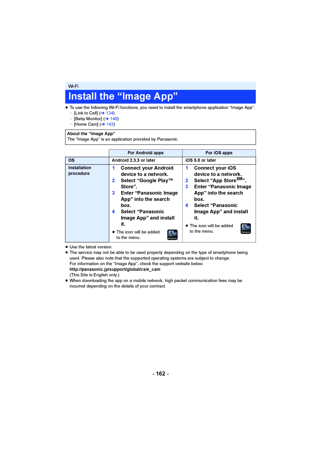 Panasonic HC-V750, HC-W850 owner manual Install the Image App, 162, Connect your Android Connect your iOS 