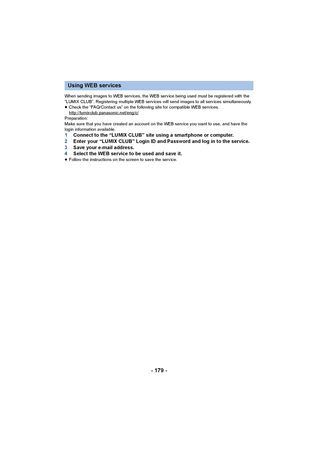 Panasonic HC-W850, HC-V750 owner manual Using WEB services, 179 