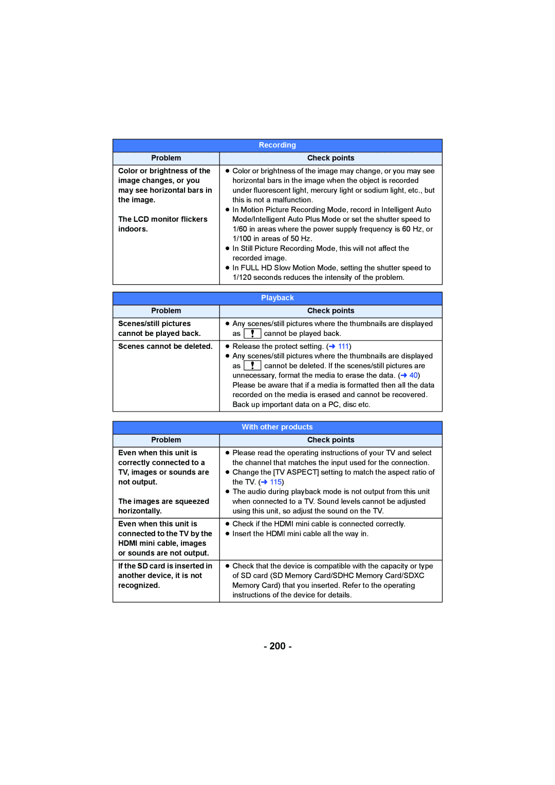 Panasonic HC-V750, HC-W850 owner manual 200, Playback 