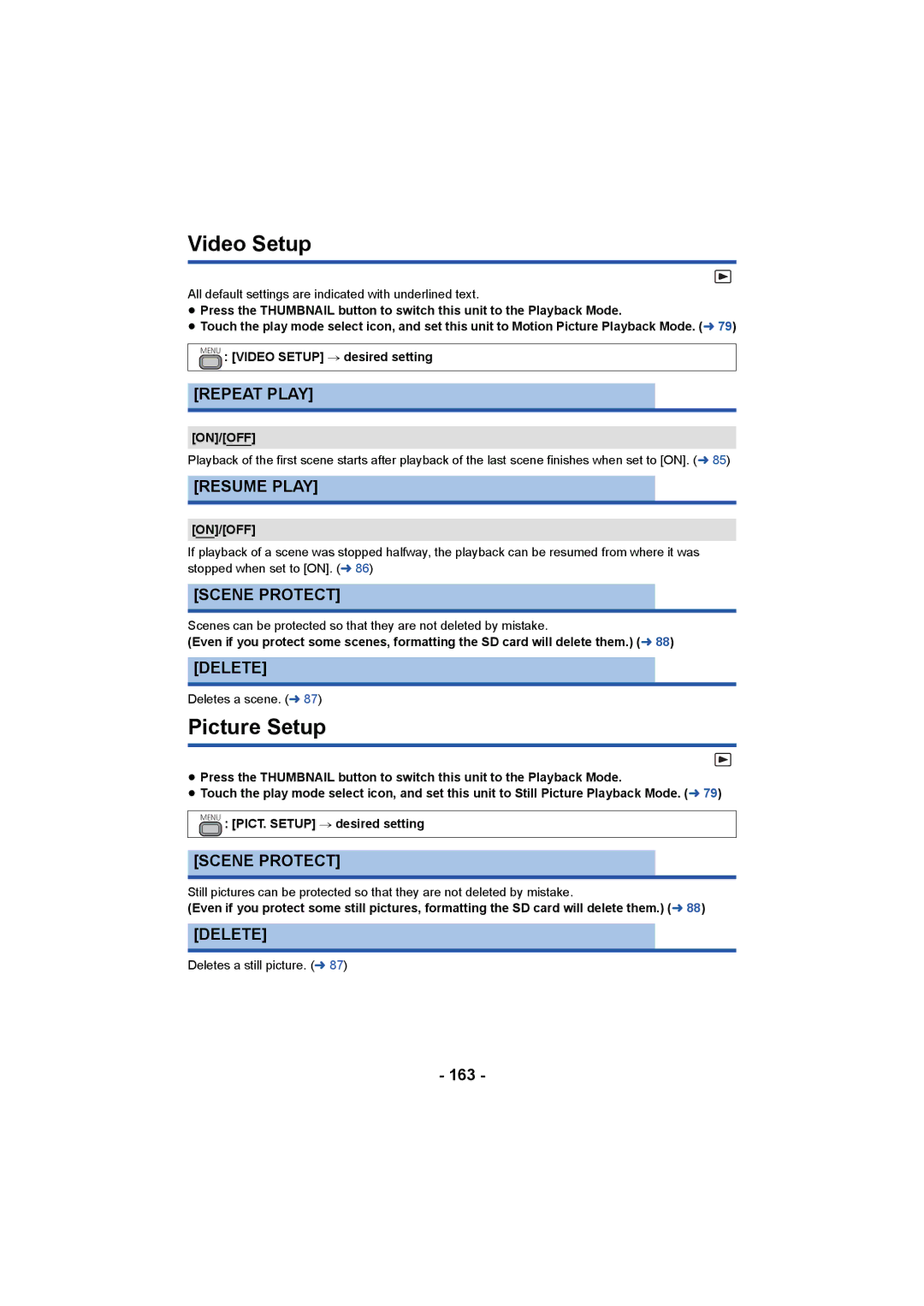 Panasonic HC-X1000 owner manual Video Setup, Picture Setup 