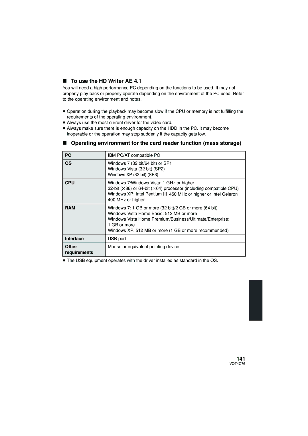 Panasonic HC-X900M owner manual To use the HD Writer AE, 141 