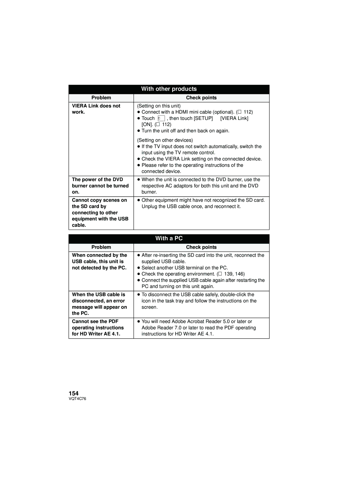 Panasonic HC-X900M owner manual 154 