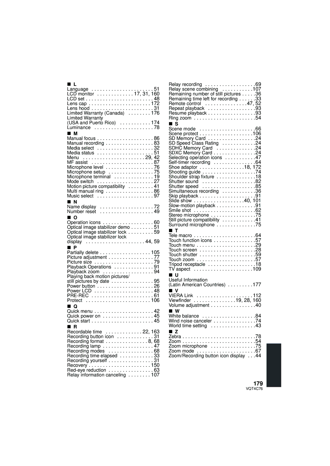 Panasonic HC-X900M owner manual 179, USA and Puerto Rico Luminance 