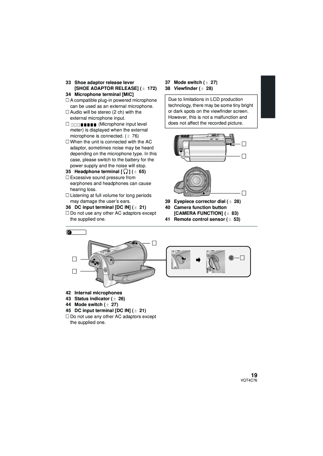 Panasonic HC-X900M owner manual Power supply and the noise will stop, Headphone terminal l, DC input terminal DC in l 