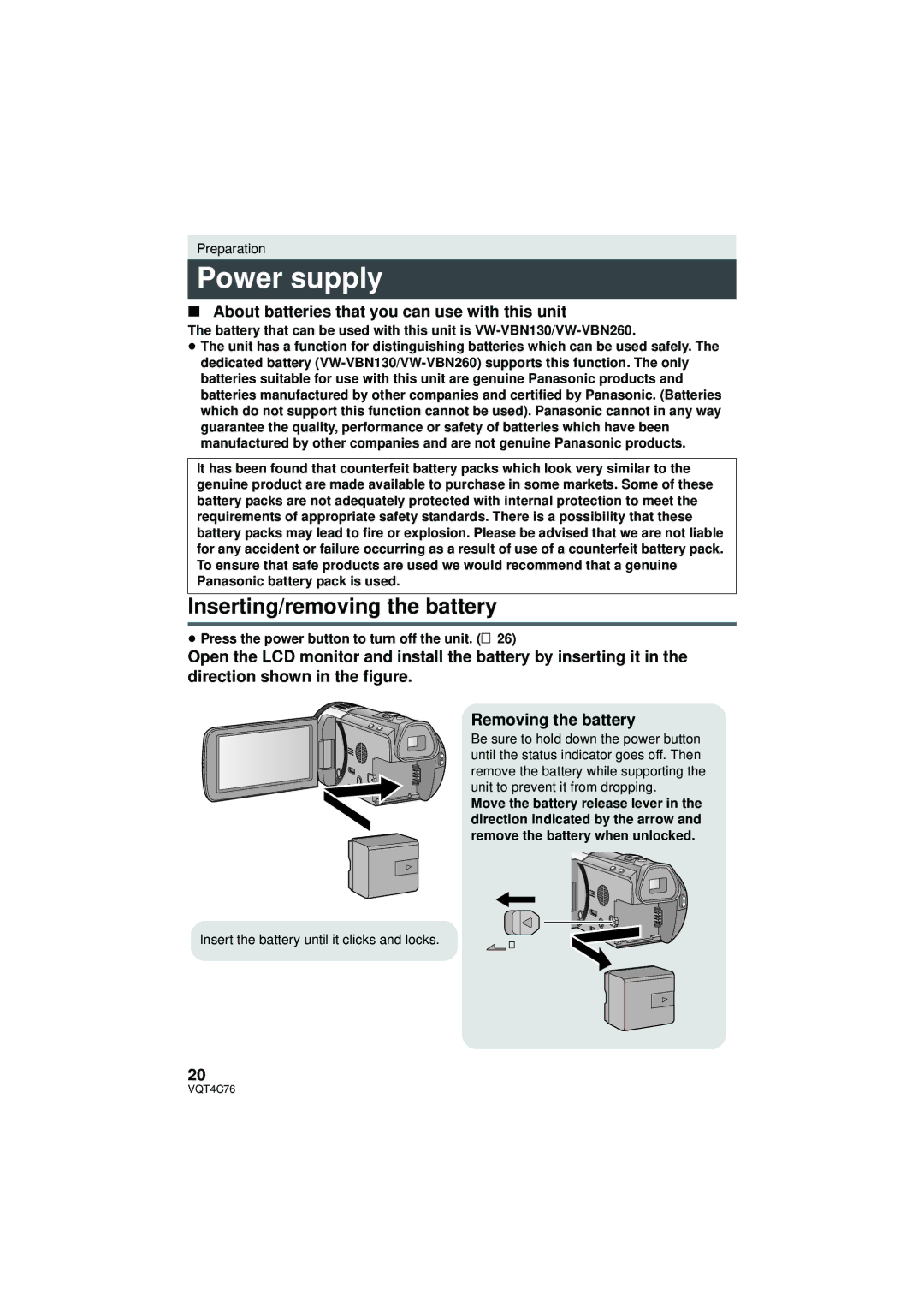 Panasonic HC-X900M Power supply, Inserting/removing the battery, About batteries that you can use with this unit 