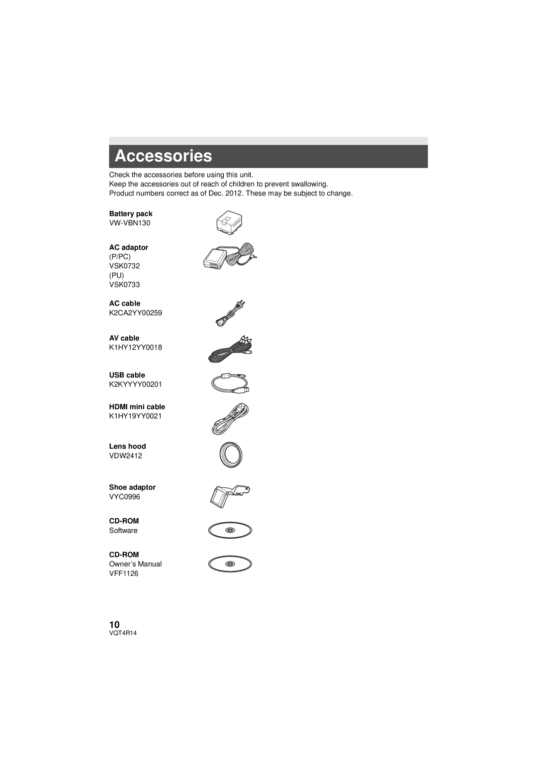 Panasonic HC_X902, HC-X910, HC-902M owner manual Accessories 