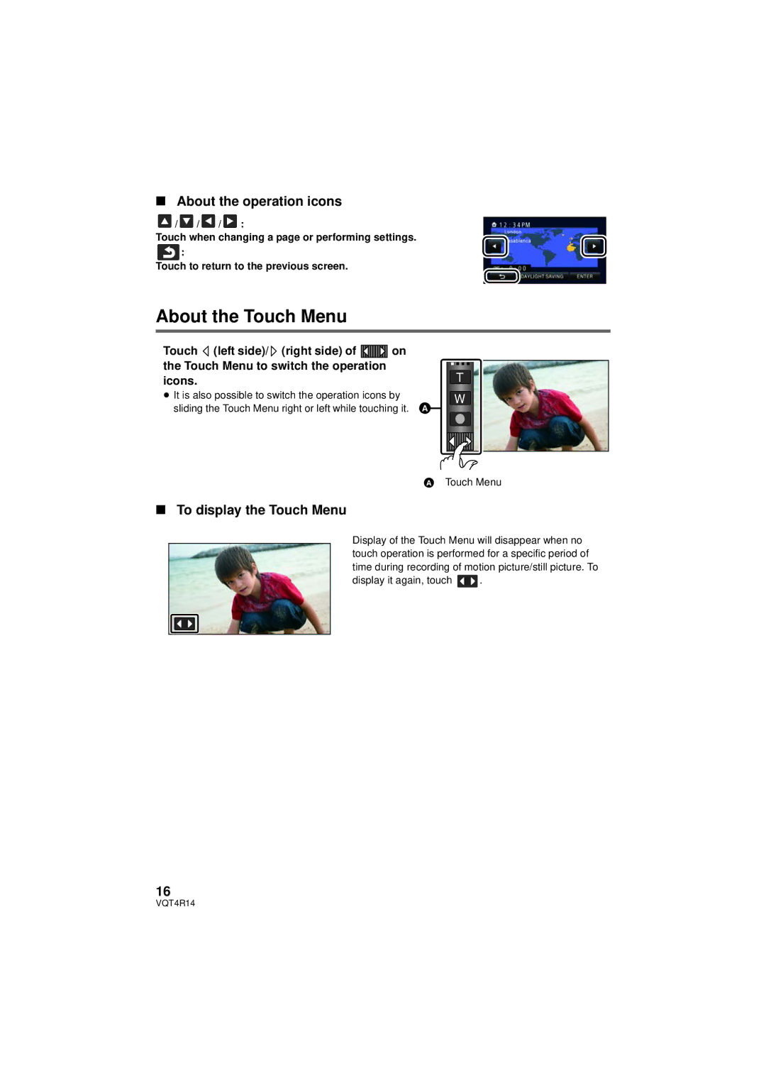 Panasonic HC_X902, HC-X910, HC-902M owner manual About the Touch Menu, About the operation icons, To display the Touch Menu 