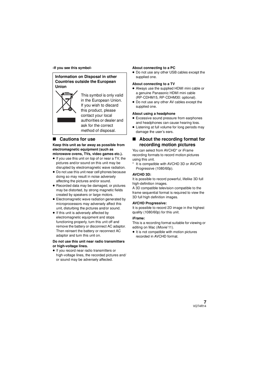 Panasonic HC_X902, HC-X910, HC-902M owner manual About the recording format for Recording motion pictures 