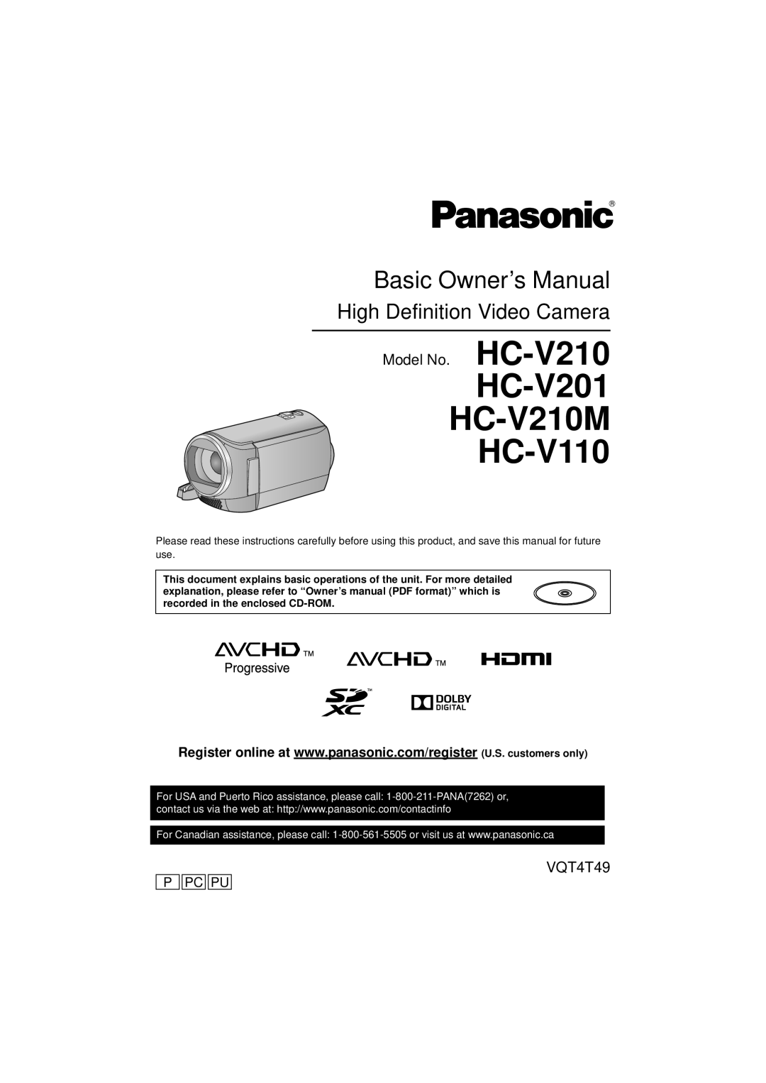 Panasonic HCV201K owner manual HC-V201 HC-V210M HC-V110 