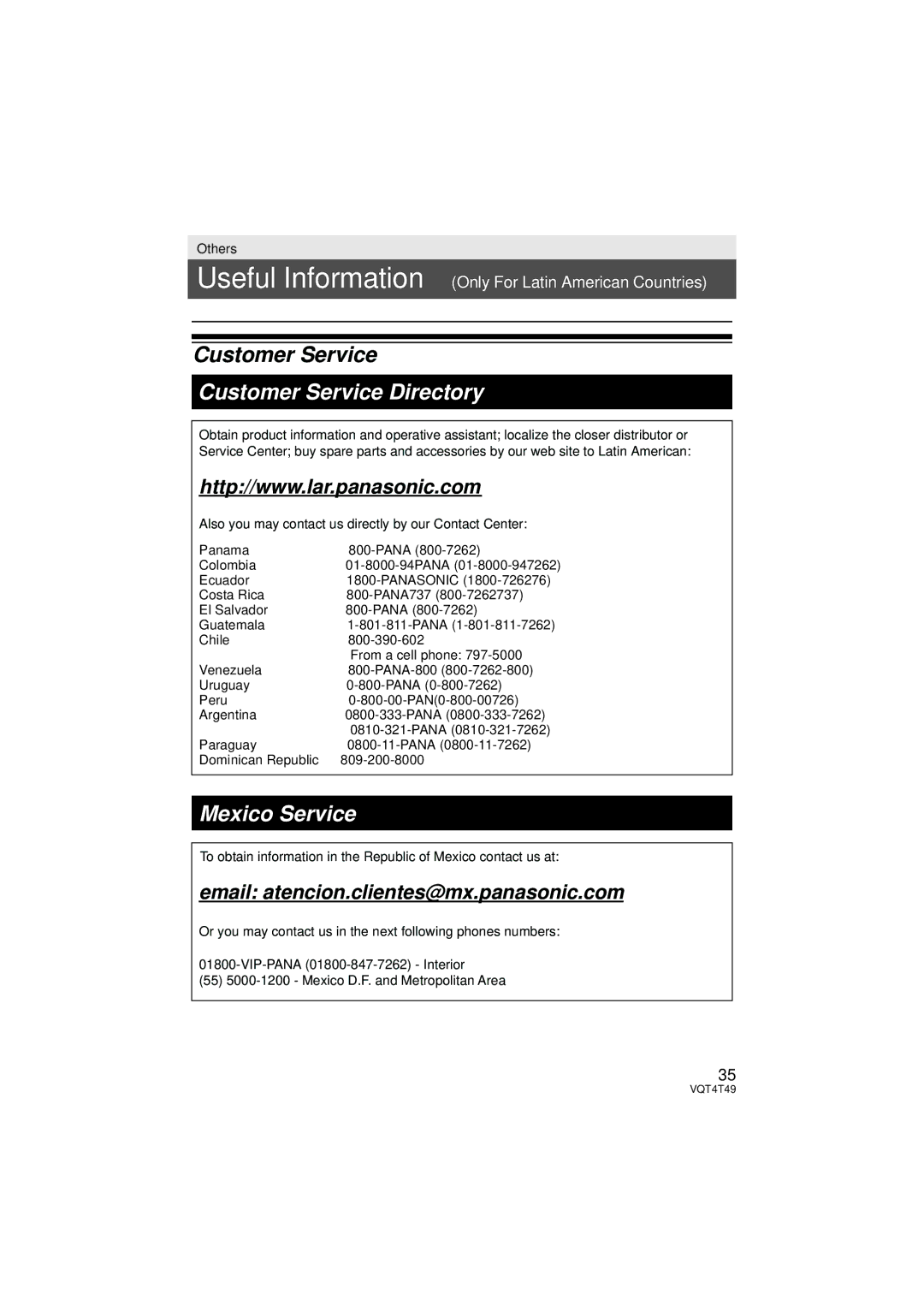 Panasonic HCV201K, HC-V210M, HC-V201, HC-V110 owner manual 01-8000-94PANA, Pana 