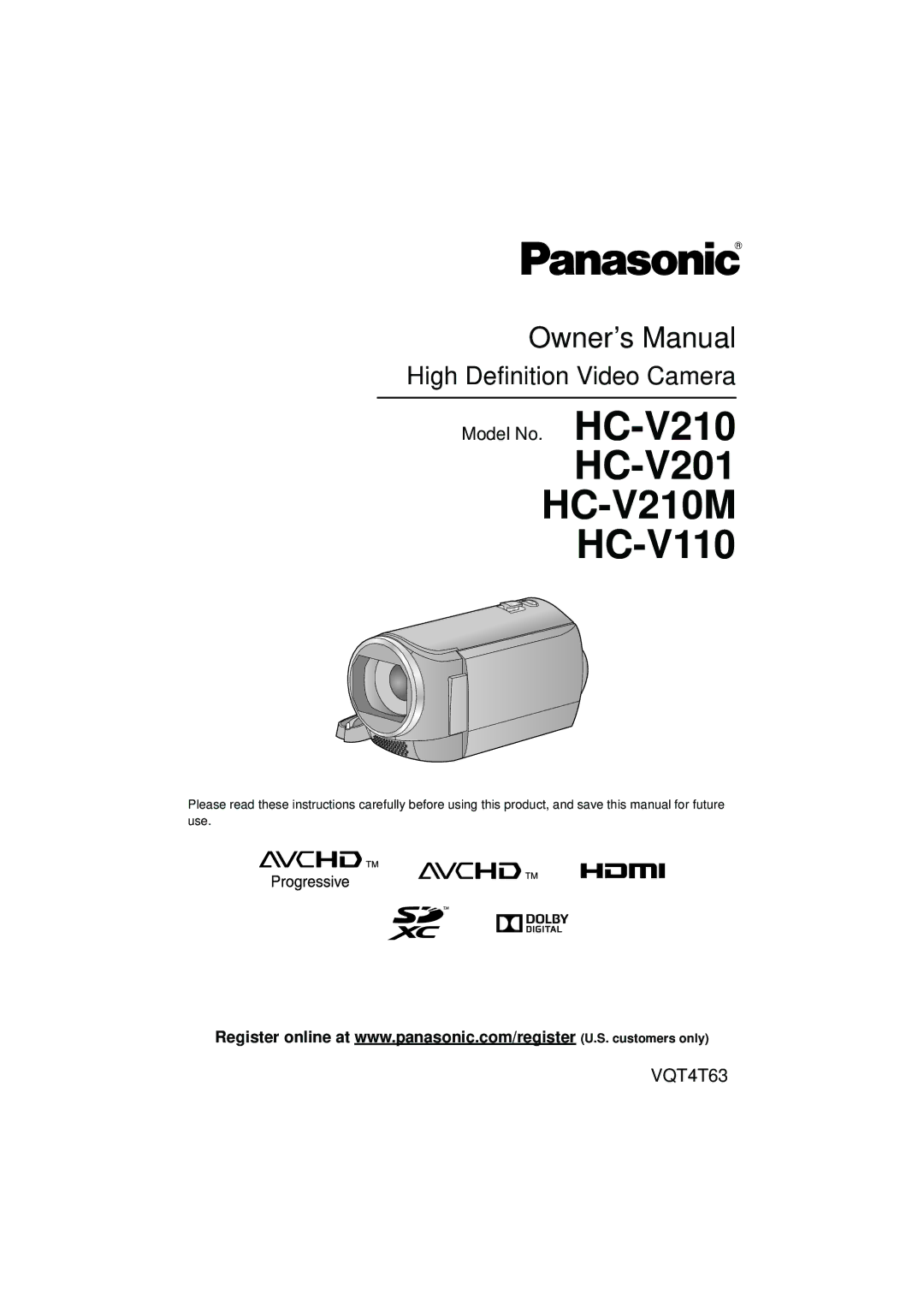 Panasonic HCX920K, HCV201K, HCV110K, VQT4T63 owner manual HC-V201 HC-V210M HC-V110 