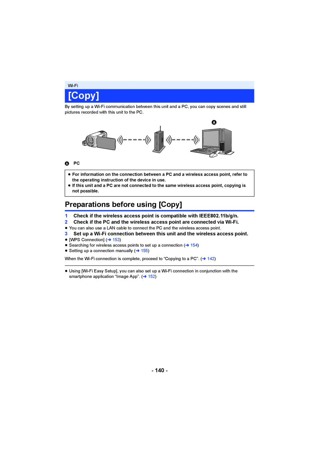 Panasonic HCV550K owner manual Preparations before using Copy, 140 