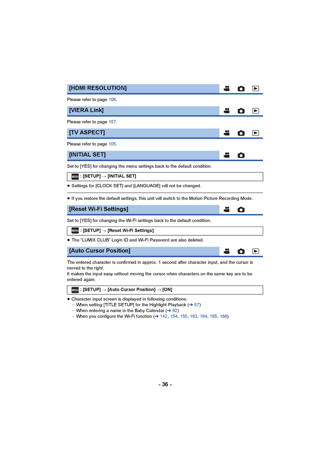 Panasonic HCV550K owner manual Hdmi Resolution, TV Aspect, Initial SET 