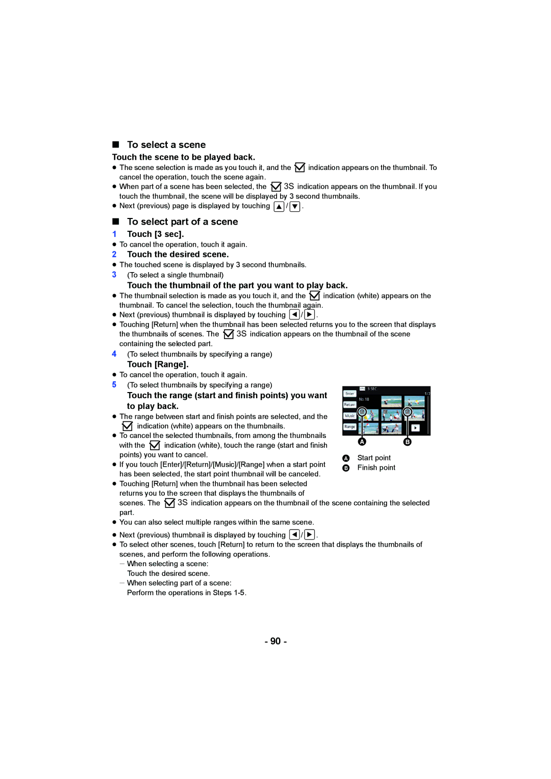 Panasonic HCV550K owner manual To select a scene, To select part of a scene 