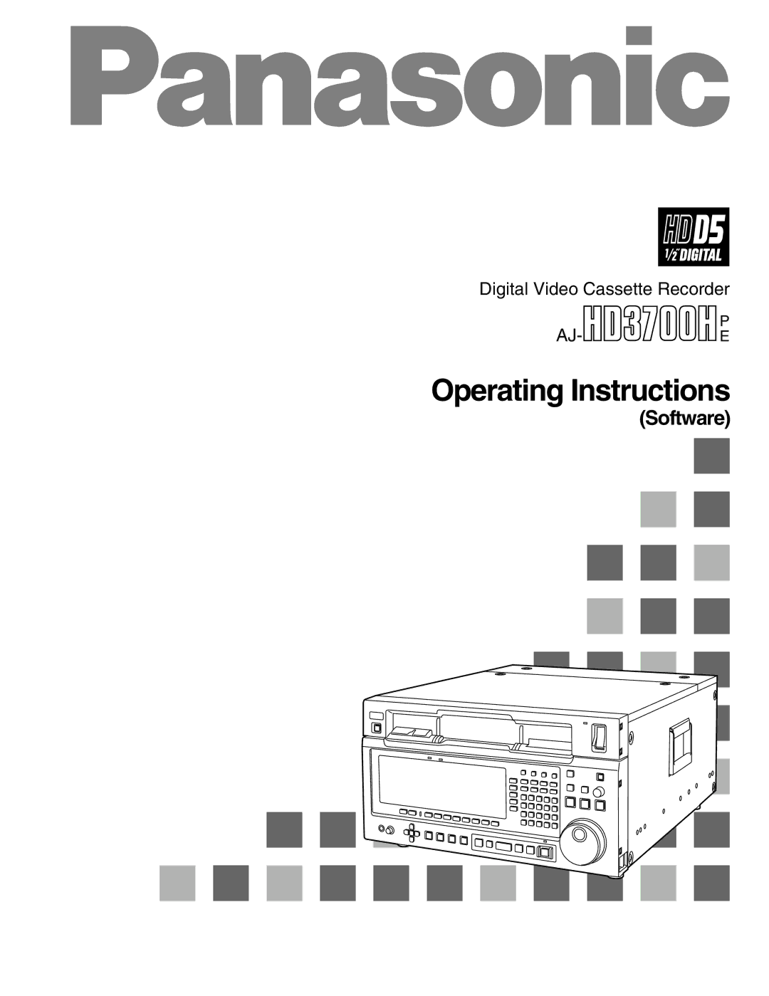 Panasonic HD3700H operating instructions Operating Instructions, Software 