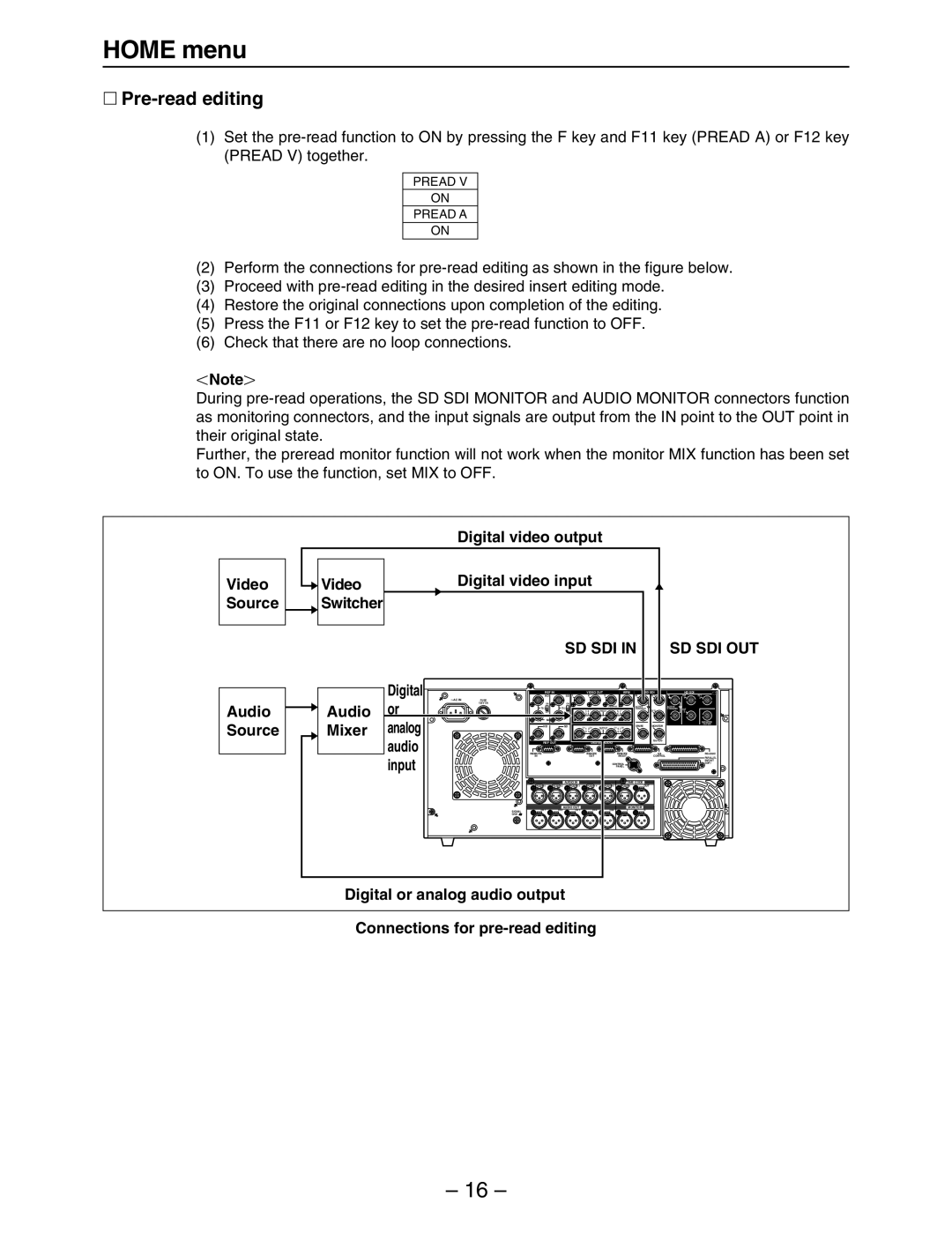 Panasonic HD3700H operating instructions ∑ Pre-read editing, Sd Sdi Sd Sdi Out 