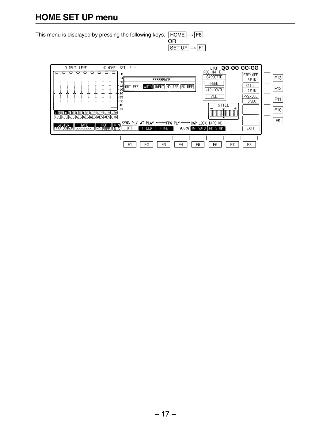 Panasonic HD3700H operating instructions Home SET UP menu, This menu is displayed by pressing the following keys Home 