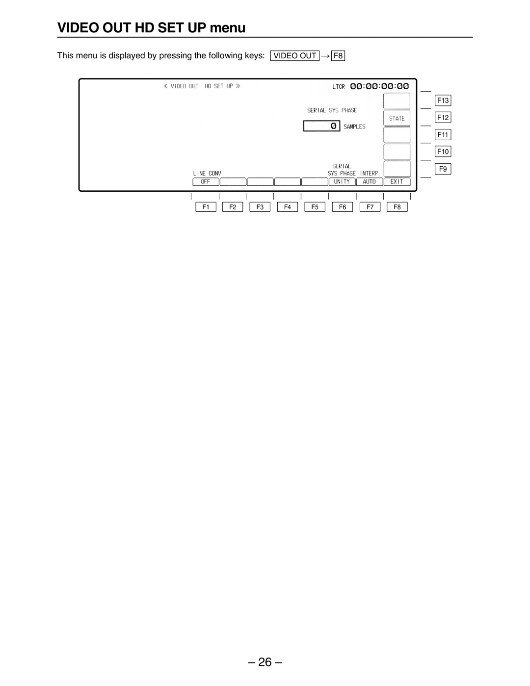 Panasonic HD3700H operating instructions Video OUT HD SET UP menu, This menu is displayed by pressing the following keys 