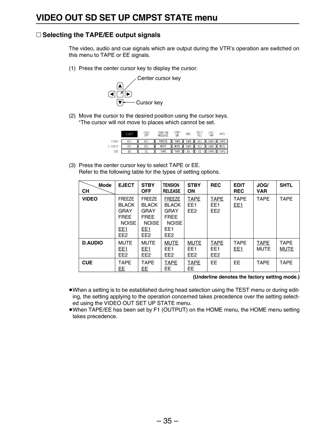 Panasonic HD3700H operating instructions ∑ Selecting the TAPE/EE output signals 