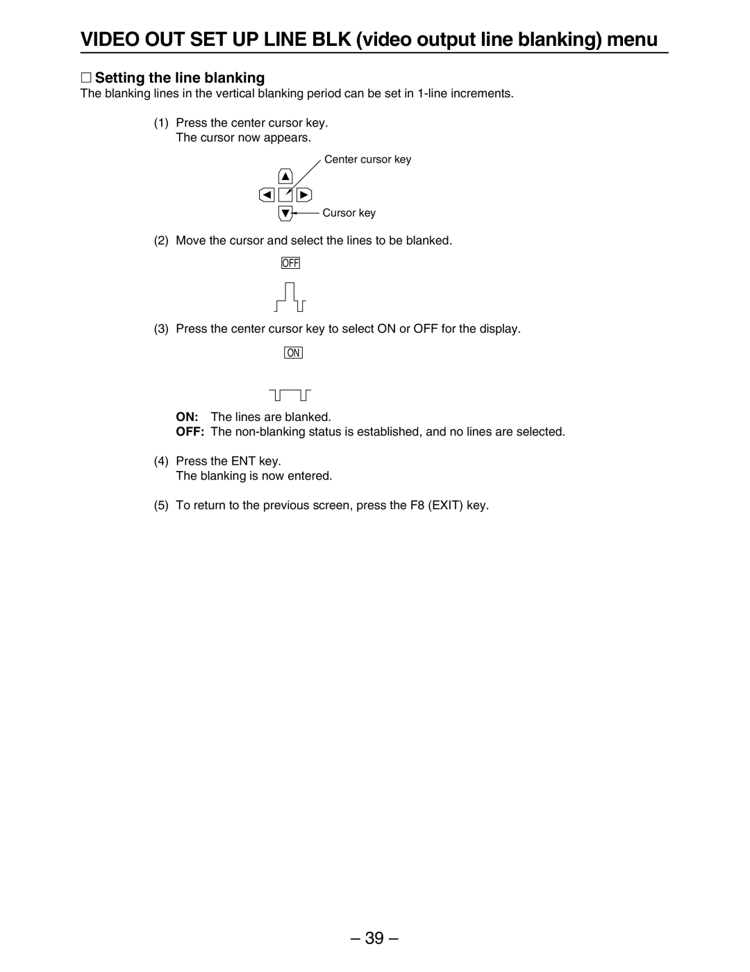 Panasonic HD3700H operating instructions ∑ Setting the line blanking, Move the cursor and select the lines to be blanked 