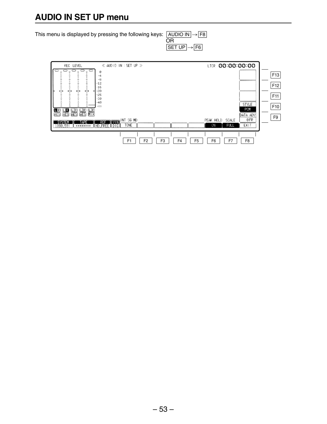 Panasonic HD3700H operating instructions Audio in SET UP menu, This menu is displayed by pressing the following keys Audio 