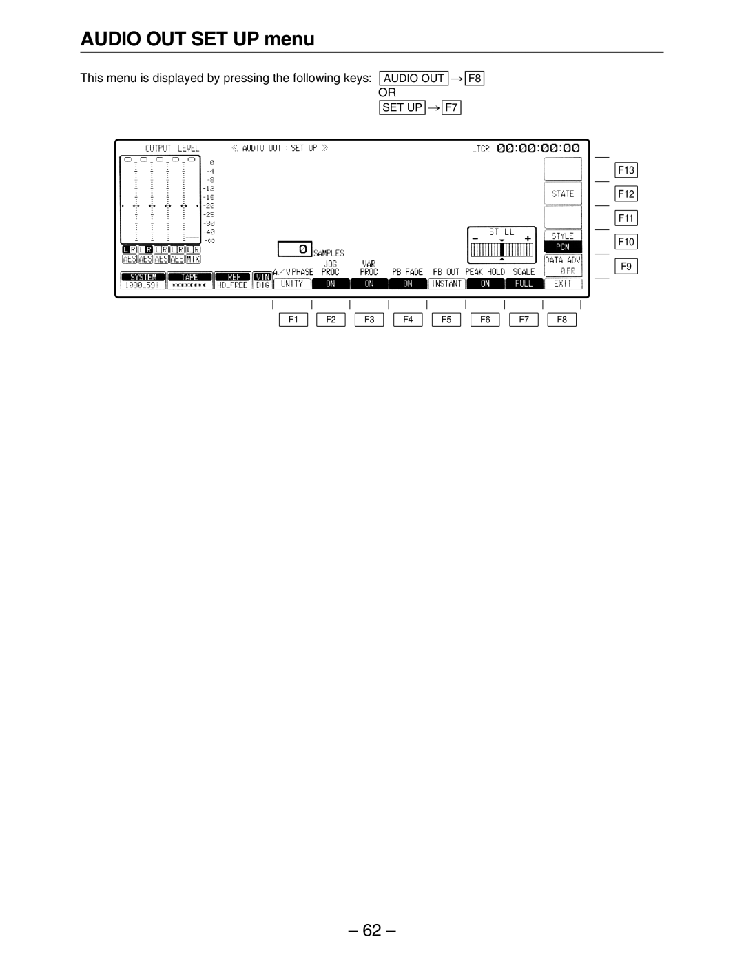 Panasonic HD3700H operating instructions Audio OUT SET UP menu 