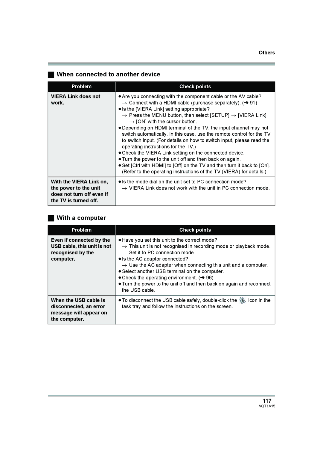 Panasonic HDC-DX1 operating instructions When connected to another device, With a computer, 117 